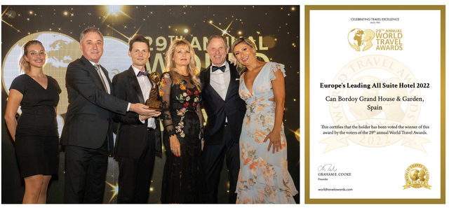 Can Bordoy Grand House & Garden erhält Europe’s Leading All Suite Hotel-Award